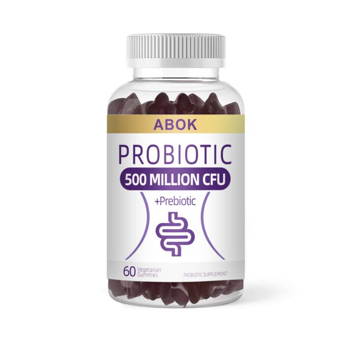 Health food Abok probiotic gummies, 500 million active probiotics promote digestion and enhance immunity in the gut, available in 60 capsules for chewing at any time
